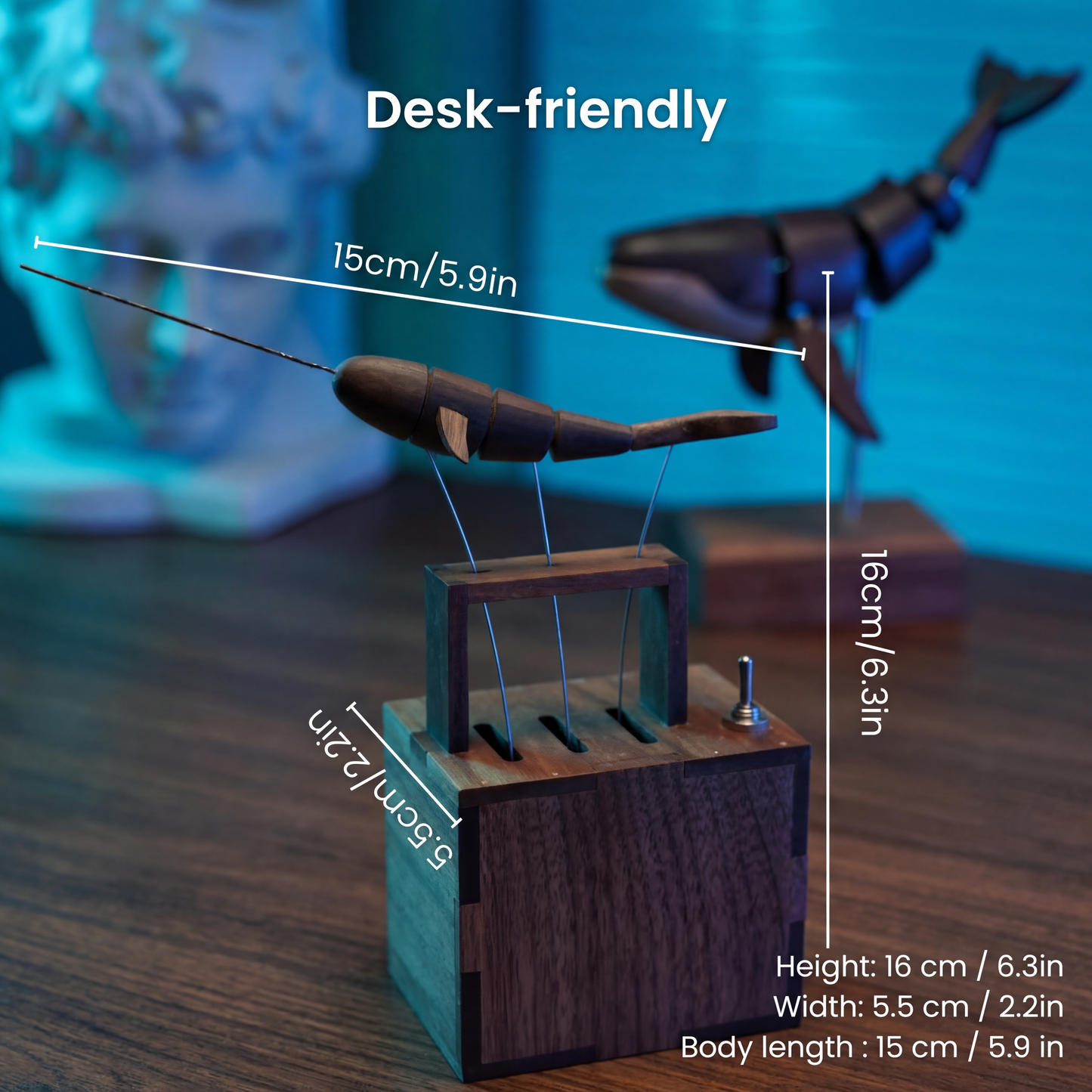 Handmade Premium Walnut Whale Automation