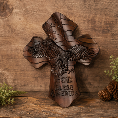 Handmade Vintage American Eagle Wooden Cross