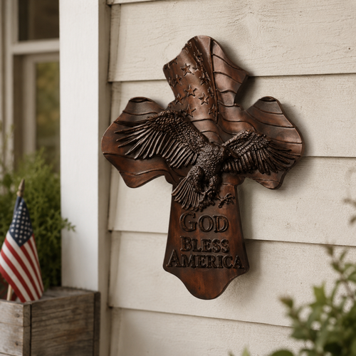 Handmade Vintage American Eagle Wooden Cross