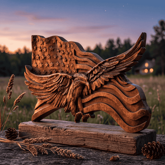 Handmade Wooden USA Flag - Premium Handcrafted