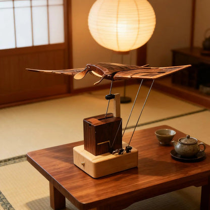 Handcrafted Wooden Manta Ray Automaton