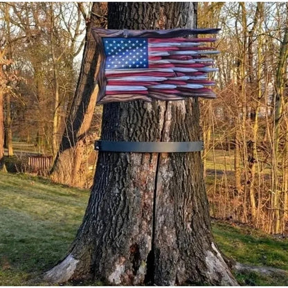 Wooden American Flag Wall Hanging Tree - Handmade
