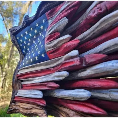 Wooden American Flag Wall Hanging Tree - Handmade