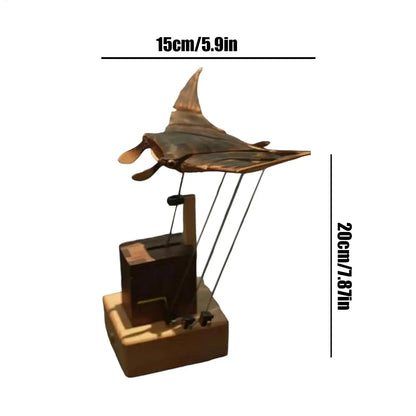 Handcrafted Wooden Manta Ray Automaton