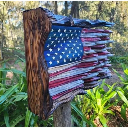 Wooden American Flag Wall Hanging Tree - Handmade